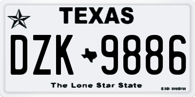 TX license plate DZK9886
