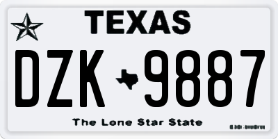 TX license plate DZK9887