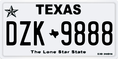 TX license plate DZK9888