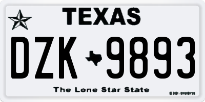 TX license plate DZK9893