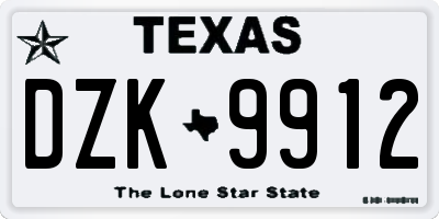 TX license plate DZK9912