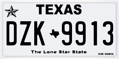TX license plate DZK9913