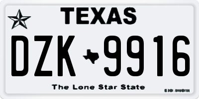 TX license plate DZK9916