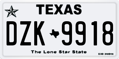 TX license plate DZK9918
