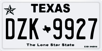 TX license plate DZK9927