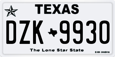 TX license plate DZK9930