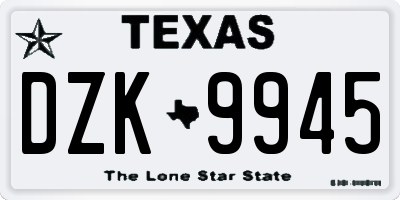 TX license plate DZK9945