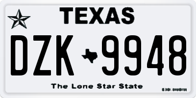 TX license plate DZK9948