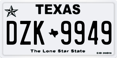 TX license plate DZK9949