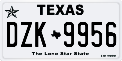 TX license plate DZK9956