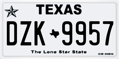 TX license plate DZK9957