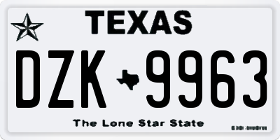 TX license plate DZK9963