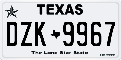 TX license plate DZK9967