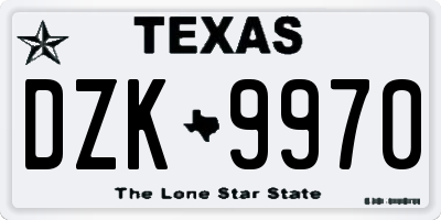 TX license plate DZK9970