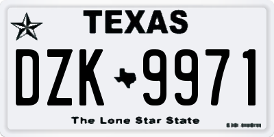 TX license plate DZK9971