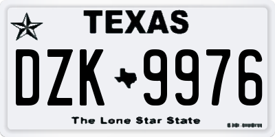 TX license plate DZK9976