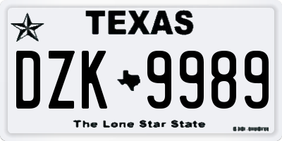 TX license plate DZK9989