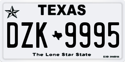 TX license plate DZK9995