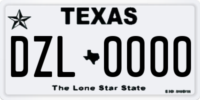 TX license plate DZL0000