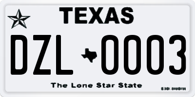 TX license plate DZL0003