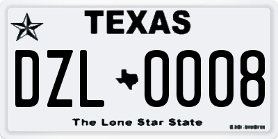 TX license plate DZL0008
