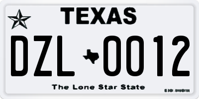TX license plate DZL0012