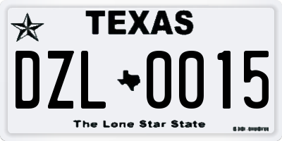 TX license plate DZL0015