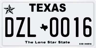 TX license plate DZL0016