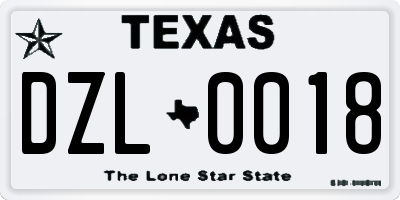 TX license plate DZL0018