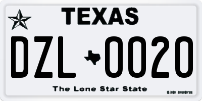 TX license plate DZL0020