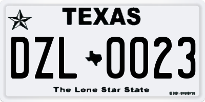 TX license plate DZL0023