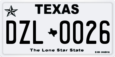 TX license plate DZL0026