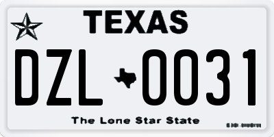 TX license plate DZL0031