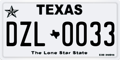 TX license plate DZL0033