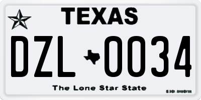 TX license plate DZL0034