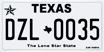 TX license plate DZL0035