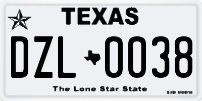 TX license plate DZL0038