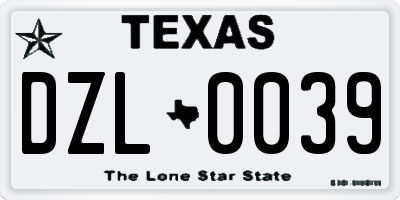 TX license plate DZL0039