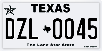 TX license plate DZL0045