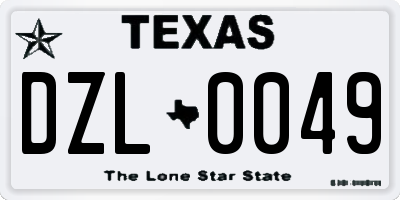 TX license plate DZL0049