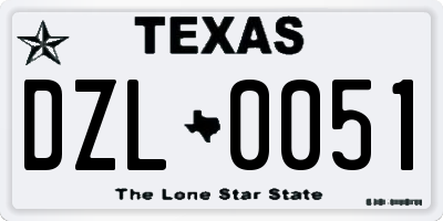 TX license plate DZL0051