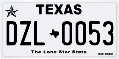 TX license plate DZL0053