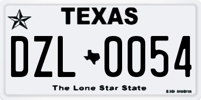 TX license plate DZL0054