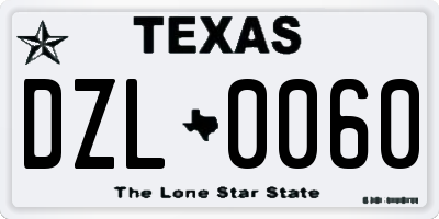 TX license plate DZL0060