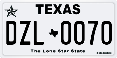 TX license plate DZL0070