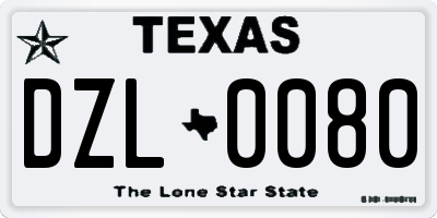 TX license plate DZL0080