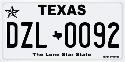 TX license plate DZL0092