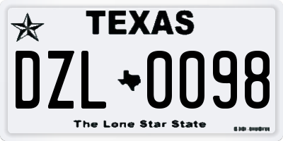 TX license plate DZL0098