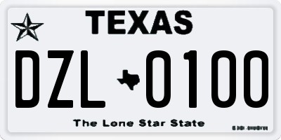 TX license plate DZL0100