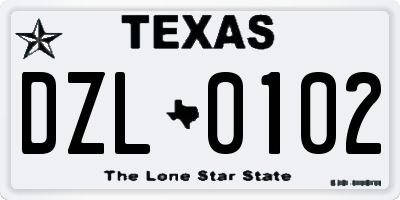 TX license plate DZL0102